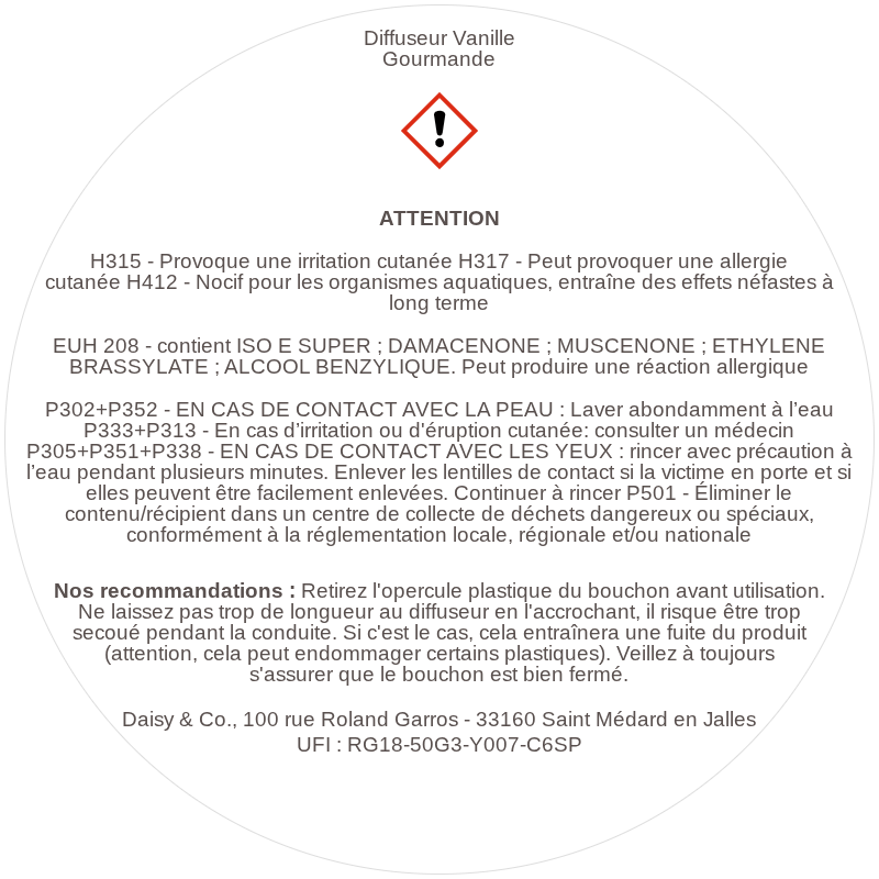 Diffuseur Vanille Gourmande